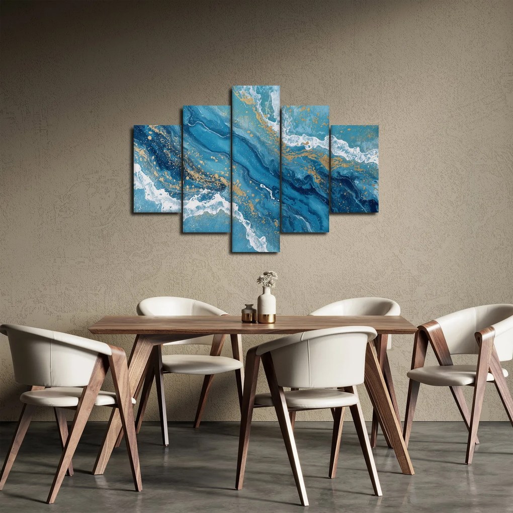 Tablou - Marmură bleu cu aur II. (150x105 cm)