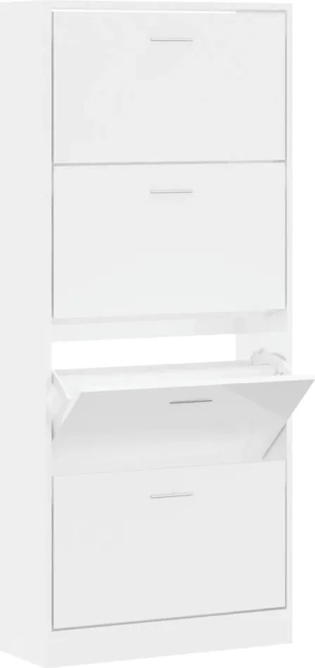 vidaXL Pantofar, alb extralucios, 63x24x147 cm, lemn compozit