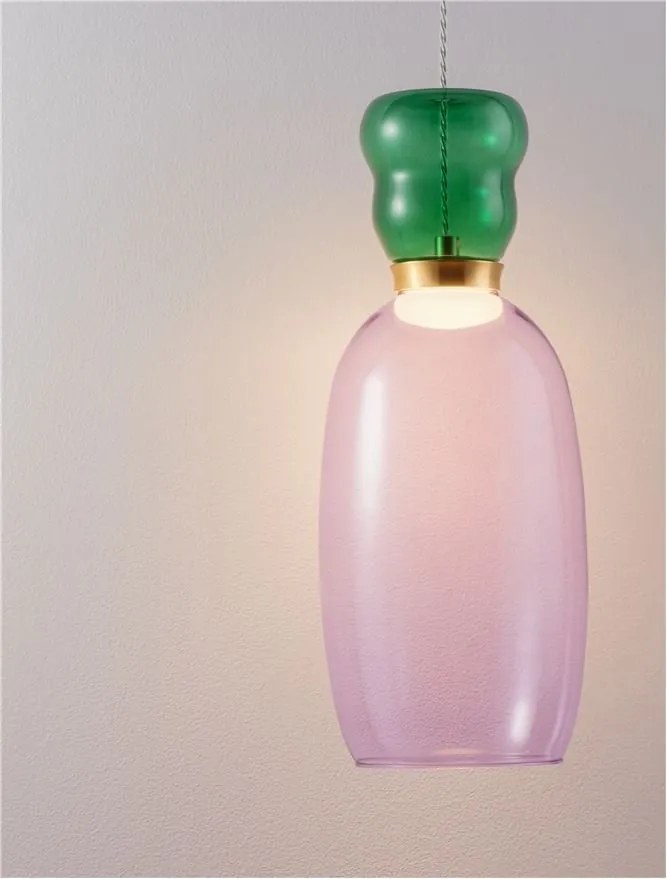 Pendul LED, Lustra design modern Pluma verde/ violet