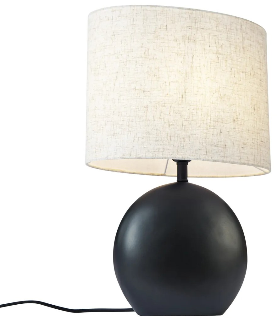 Lampă de masă Japandi neagră cu abajur din in - Timo