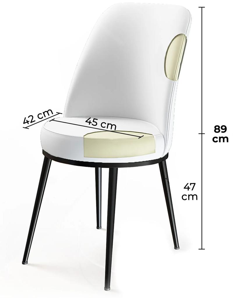 Set 6 scaune haaus Dexa, Fum/Alb, textil, picioare metalice