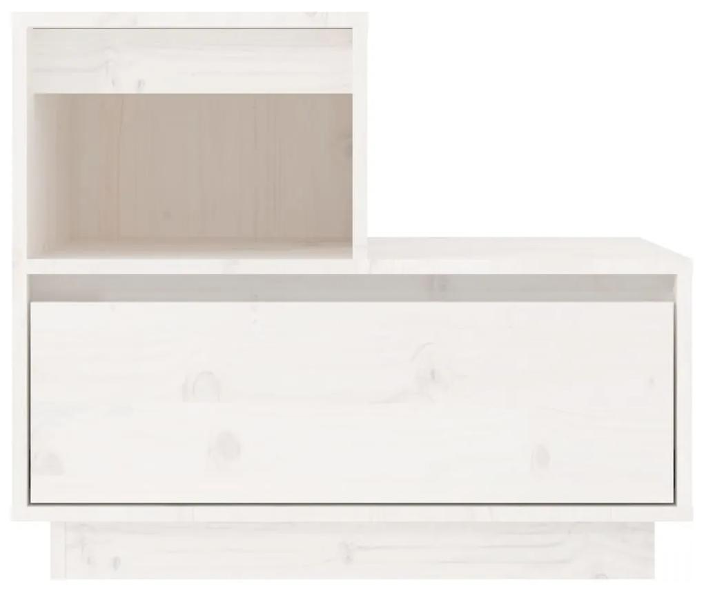 Noptiere, 2 buc., alb, 60x34x51 cm, lemn masiv de pin 2, Alb