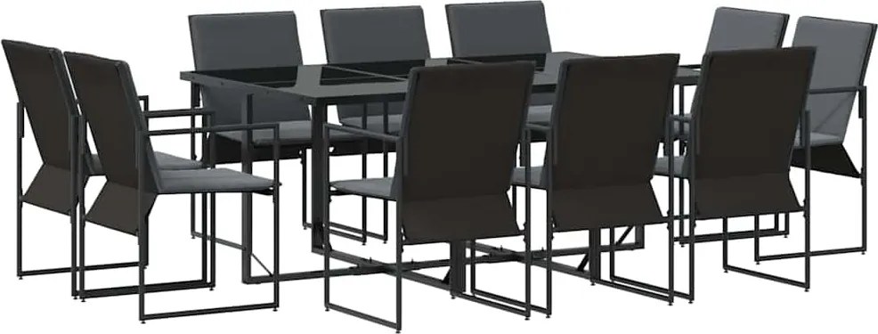 vidaXL Set de masă pentru grădină 11 pcs Negru Oțel