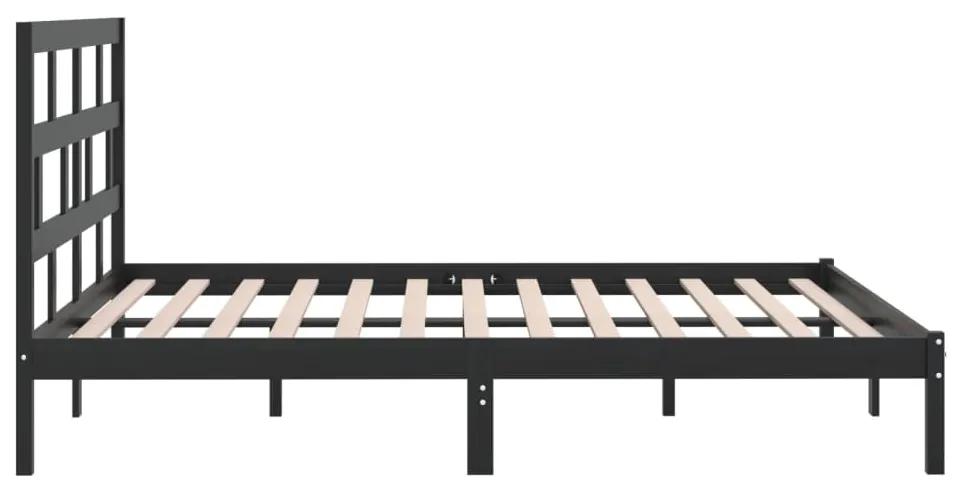 Cadru de pat, negru, 200x200 cm, lemn masiv de pin Negru, 200 x 200 cm