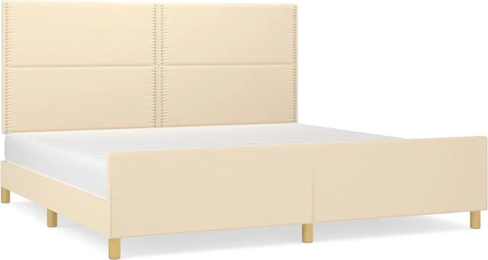 vidaXL Cadru de pat fără saltea, crem, 200x200 cm, textil