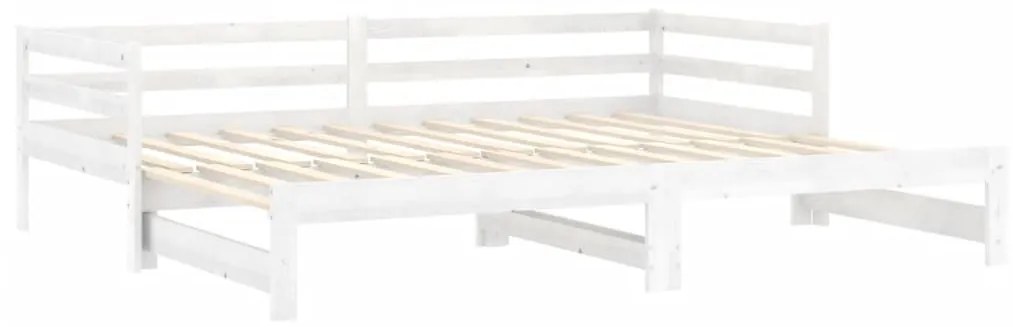 Pat extensibil de zi, 2x(90x200) cm, alb, lemn masiv de pin Alb