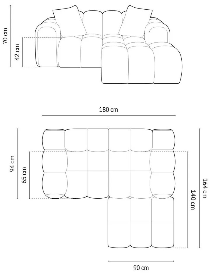 Colțar maro deschis cu tapițerie din chenille (cu colț pe partea dreaptă/cu șezlong) Treno – Cosmopolitan Design