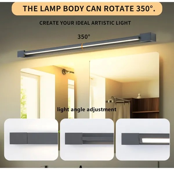 Brilagi-LED Lumină LED pentru oglindă de baie AQUA LINE, 36 W, 230 V, 120 cm, IP44, antracit