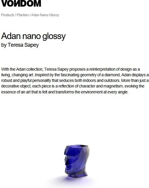 Ghiveci de flori finisaj lucios design decorativ modern pentru amenajari interioare si exterioare, ADAN PLANTER MINI 49068F Vondom