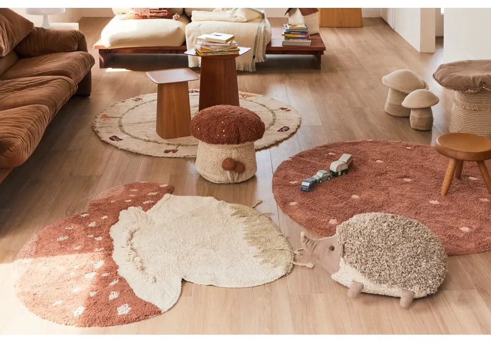 Covor pentru copii bej lavabil/țesut manual din bumbac ø140 cm Chanterelle – Lorena Canals