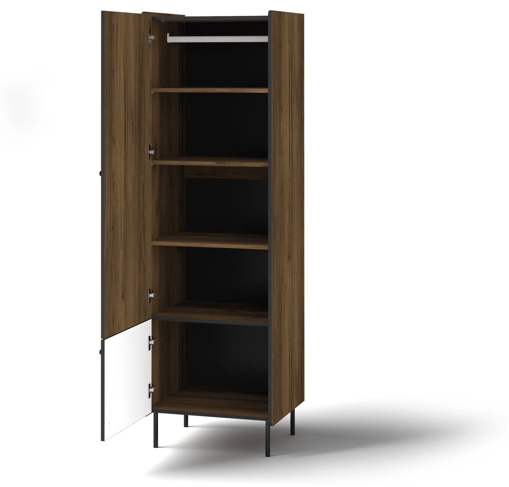 Dulap cu rafturi Phelan P2 (Nuc warmia + Negru). 1062532