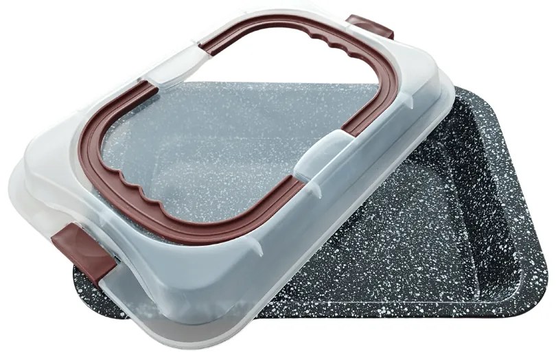Tava Inalta de Copt Ceramica Blaumann Cerastone cu Capac din Plastic, 36x24,5x5,5 cm ,   Eleganta si Functionalitate in Bucataria Ta