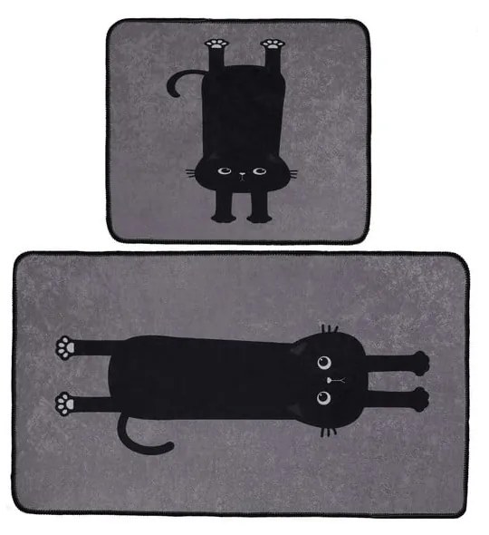 Covorașe de baie negre-gri 2 buc. 60x100 cm Comfort – Foutastic