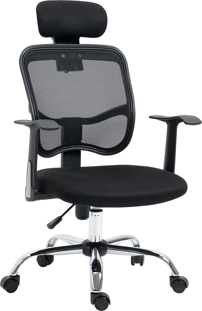 Vinsetto Scaun de Birou Ergonomic și Reglabil cu Tetieră, Negru | Aosom Romania