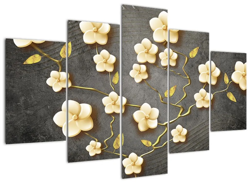 Tablou - Arbust auriu pe fundal negru (150x105 cm)