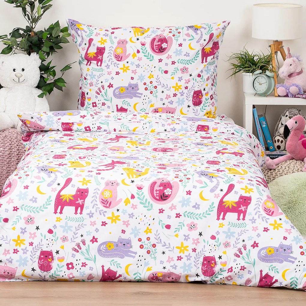 Lenjerie de pat din bumbac pentru copii 4Home Playful Paws, 140 x 200 cm, 70 x 90 cm