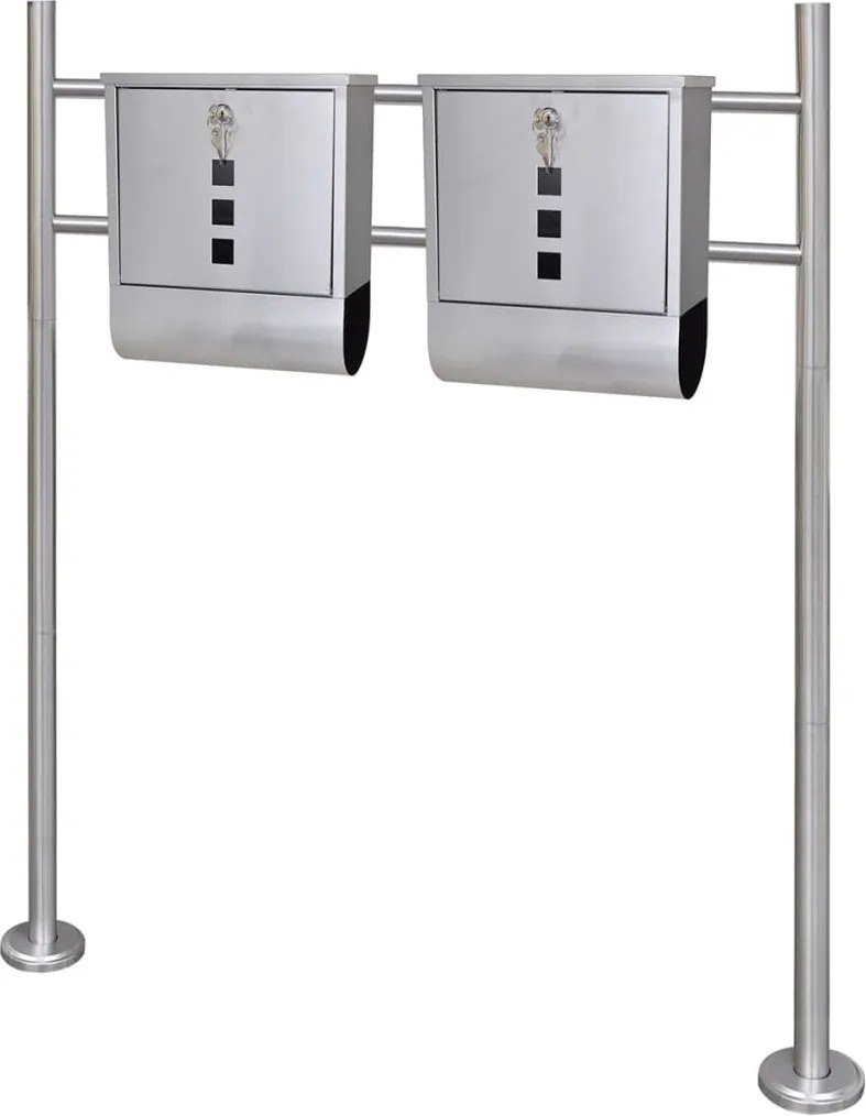 vidaXL Cutie poștală dublă pe suport din oțel inoxidabil