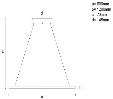 Lustră LED reglabilă pe cablu, 32W, 230V, 3000–6500K, Ø60 cm + telecomandă