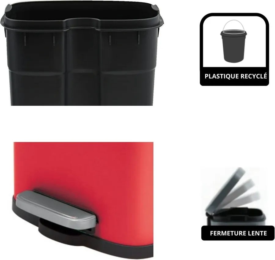 Coș de gunoi roșu cu pedală din oțel 5 l Akira – Spirella