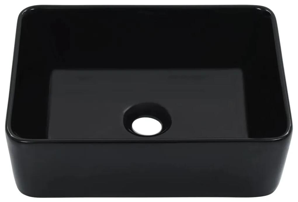 143920 vidaXL Chiuvetă de baie, negru, 40 x 30 x 13 cm, ceramică