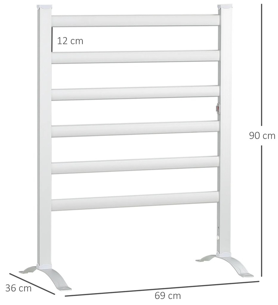 Incalzitor electric pentru prosoape , din aluminiu cu 6 bare, argintiu HOMCOM | Aosom RO