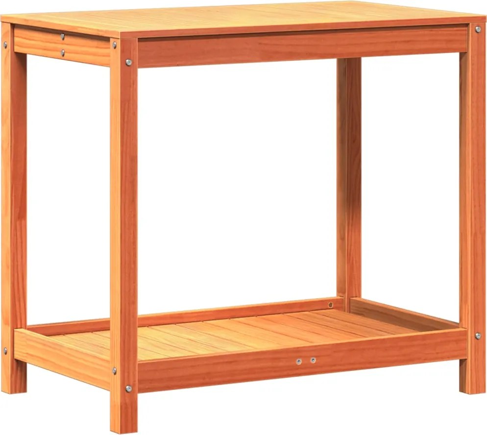 vidaXL Masă plantare cu raft maro ceruit 82,5x50x75 cm lemn masiv pin