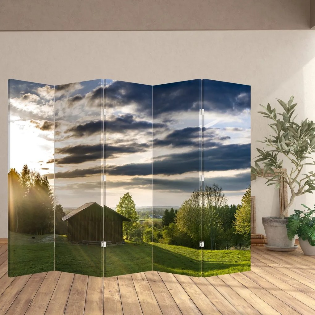 Paravan - Cabana în pădure (210x170 cm)