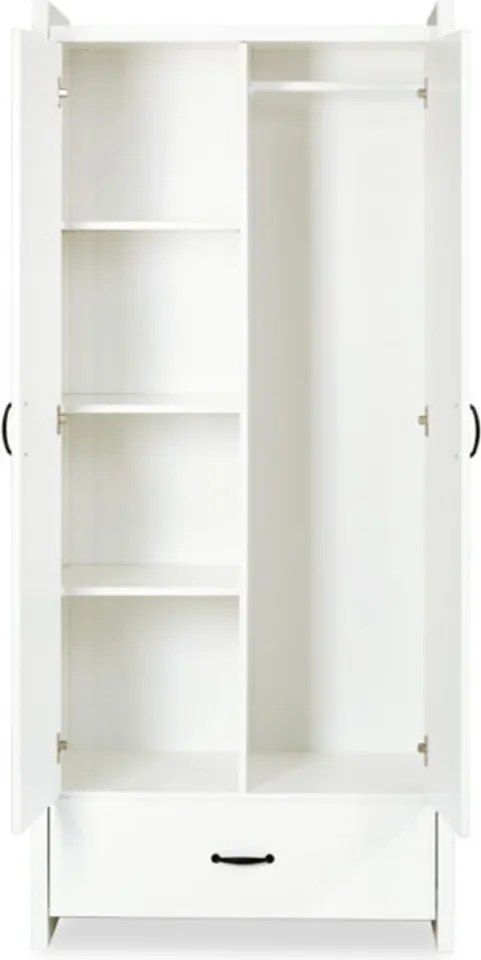 Dulap lemn masiv alb Amelie /Stejar, 84 × 190 × 50 cm - Stejar deschis
