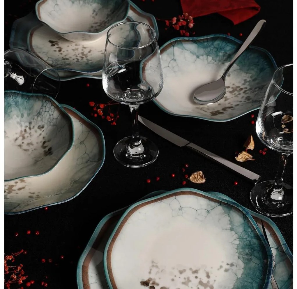 Set de masă din porțelan, 24 piese, albastru