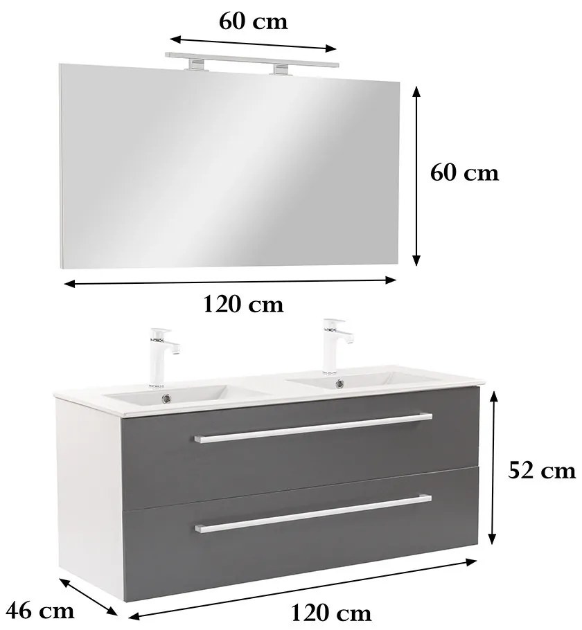 Mobilier complet de baie Vario Clam 120 alb-antracit