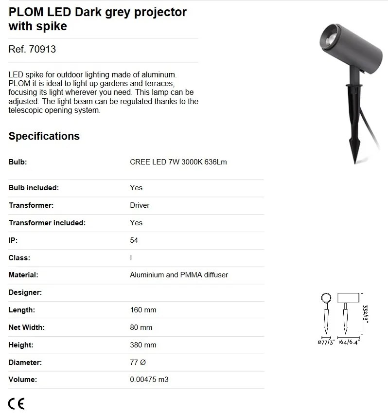 Proiector LED de exterior cu tarus IP54 PLOM