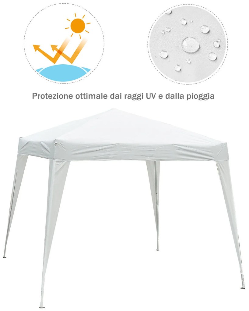Outsunny Gazebo Pop-Up Impermeabil, Alb, 2.4x2.4 m, Ușor de Montat, Ideal pentru Petreceri și Evenimente în Aer Liber | Aosom Romania