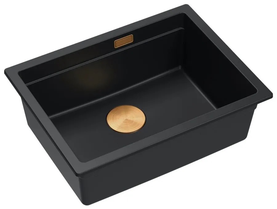 Chiuveta compozit sub blat Quadron Logan 100 negru carbon - cupru 56x45 cm