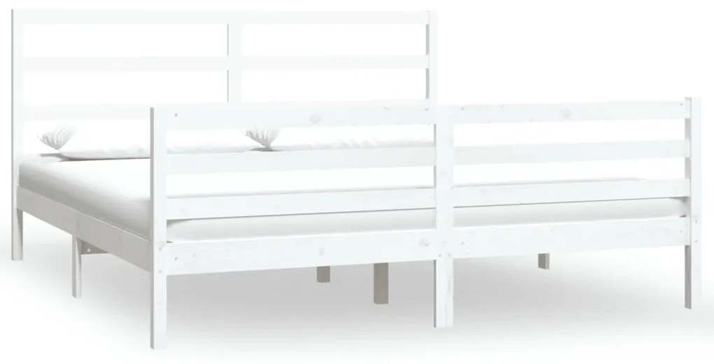 3105022 vidaXL Cadru de pat Super King, alb, 180x200 cm, lemn masiv de pin