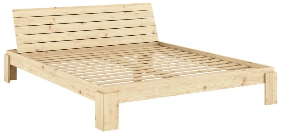 Pat matrimonial în culoare naturală din lemn de pin cu somieră 180x200 cm Layers – Karup Design