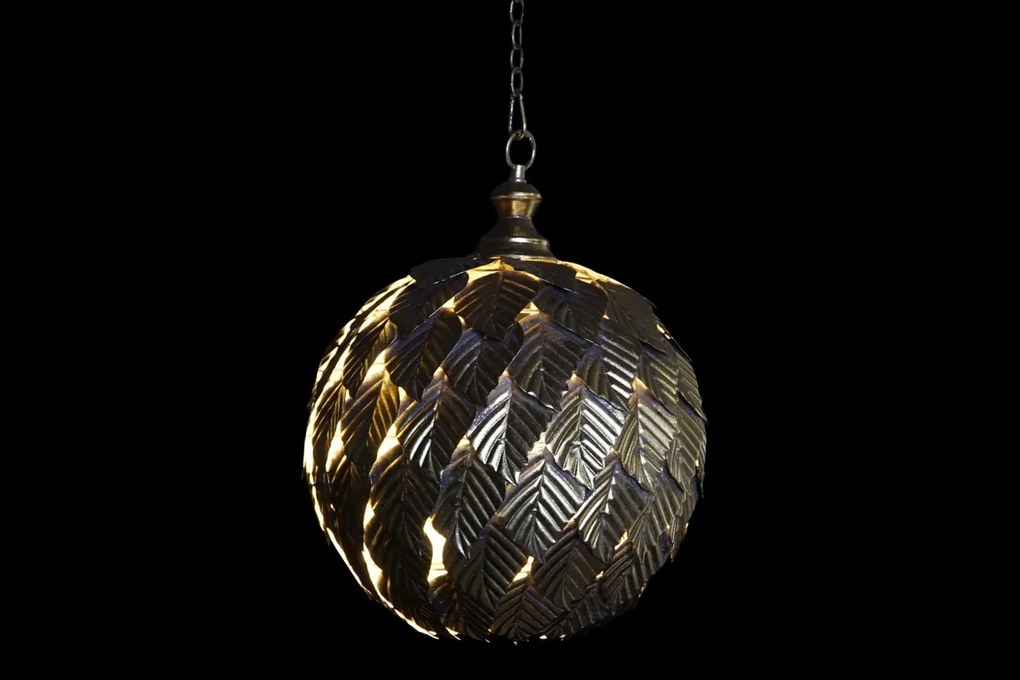 Lustră suspendată din metal, auriu, model frunze, 39 x 30 cm, „Stenay”
