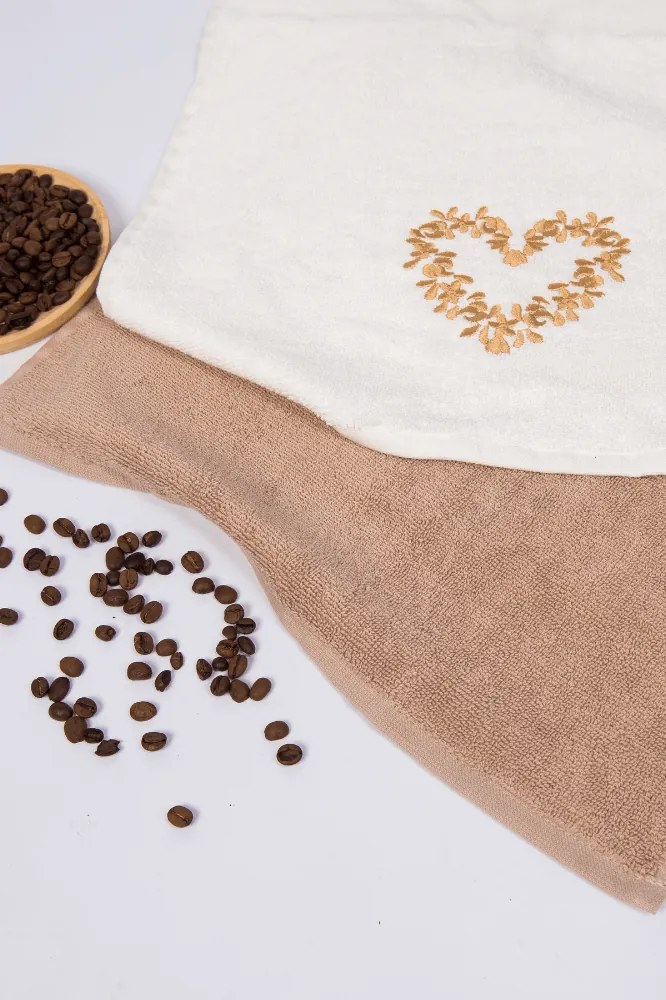Prosoape de bucătărie HEART, 2 buc Crem-Muștar /Cream-Mustard Set (2 buc, 40x60 cm)