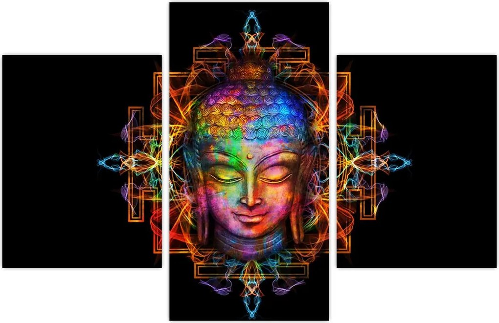 Tablou - Bustul lui Buddha în culori neon (90x60 cm)