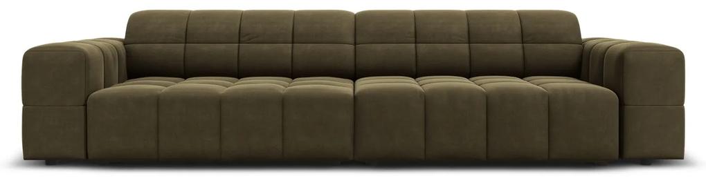 Canapea Jennifer cu 4 locuri si tapiterie din catifea, verde
