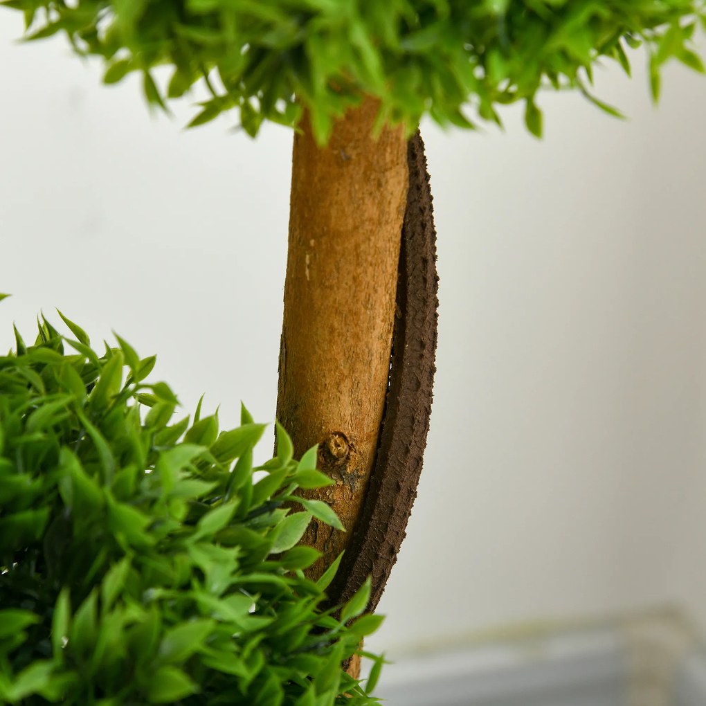HOMCOM Arbore artificial buxus cu 3 bile frunze de bambus ghiveci inclus interior și exterior înălțime 110 cm verde | Aosom Romania