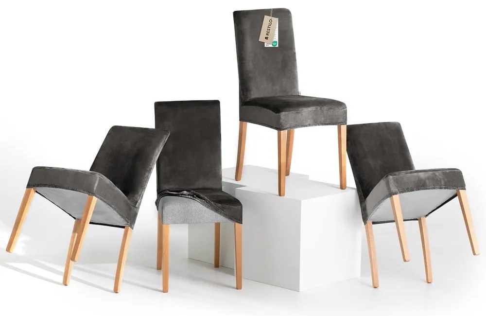 Huse gri 4 buc. elastice pentru scaun 48 cm Sento – Restilo