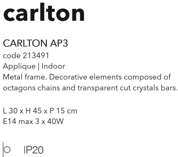 Aplica perete moderna design elegant CARLTON AP3 oro 213491