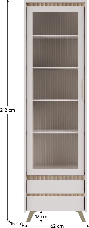 Vitrină, caşmir/stejar sonoma, LONGY REG1W2S