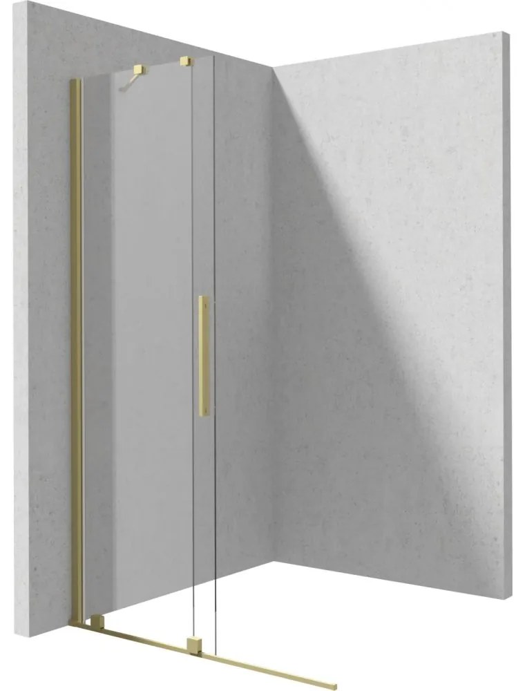 Paravan dus sticla securizata walk-in cu usa glisanta, 90x195 cm, auriu periat, Deante Prizma Auriu periat, 900x1950 mm