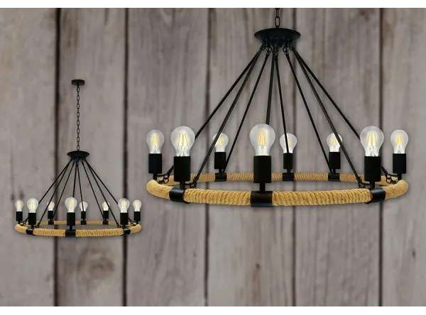 Lustră pe lanț ROPE ARTHUR 8xE27/20W/230V