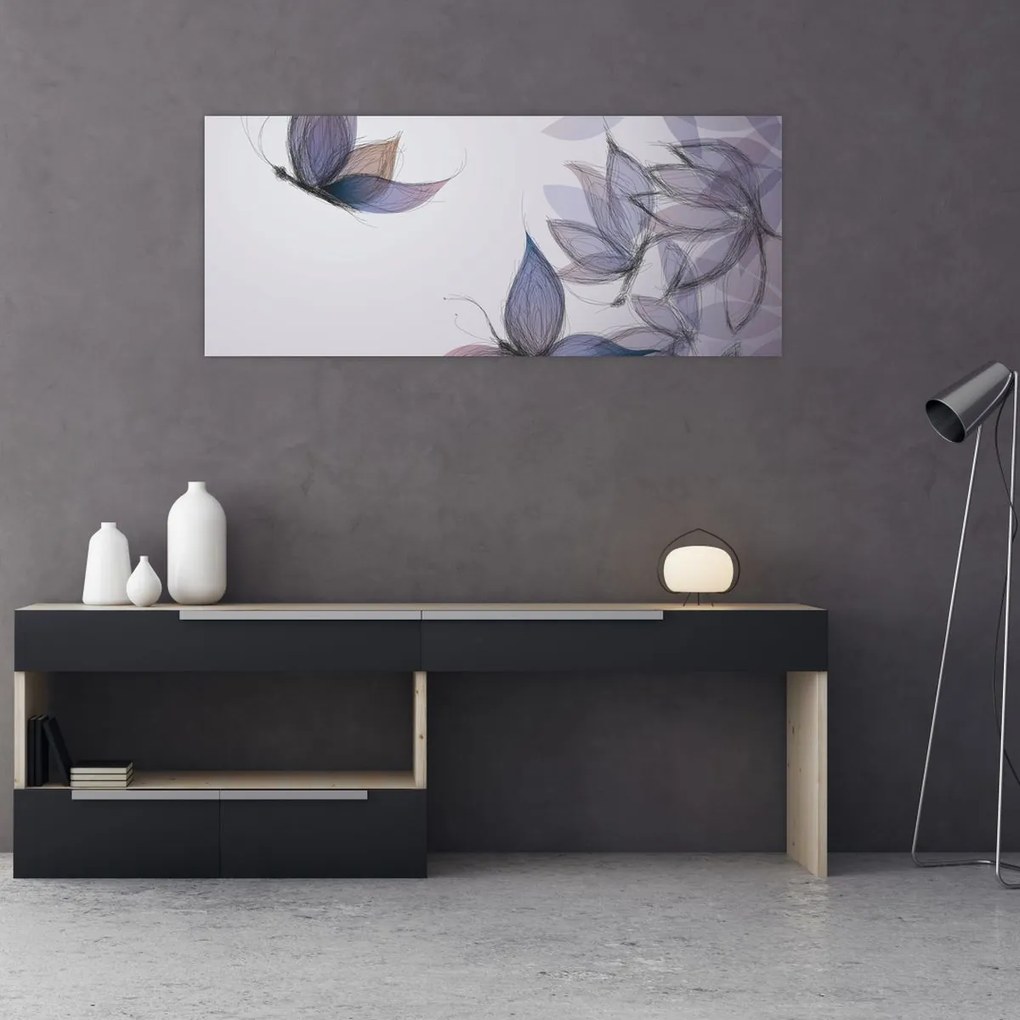 Tablou - Fluturi desenați (120x50 cm)