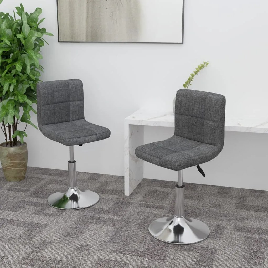 vidaXL Scaune de bucătărie pivotante, 2 buc., gri închis, textil
