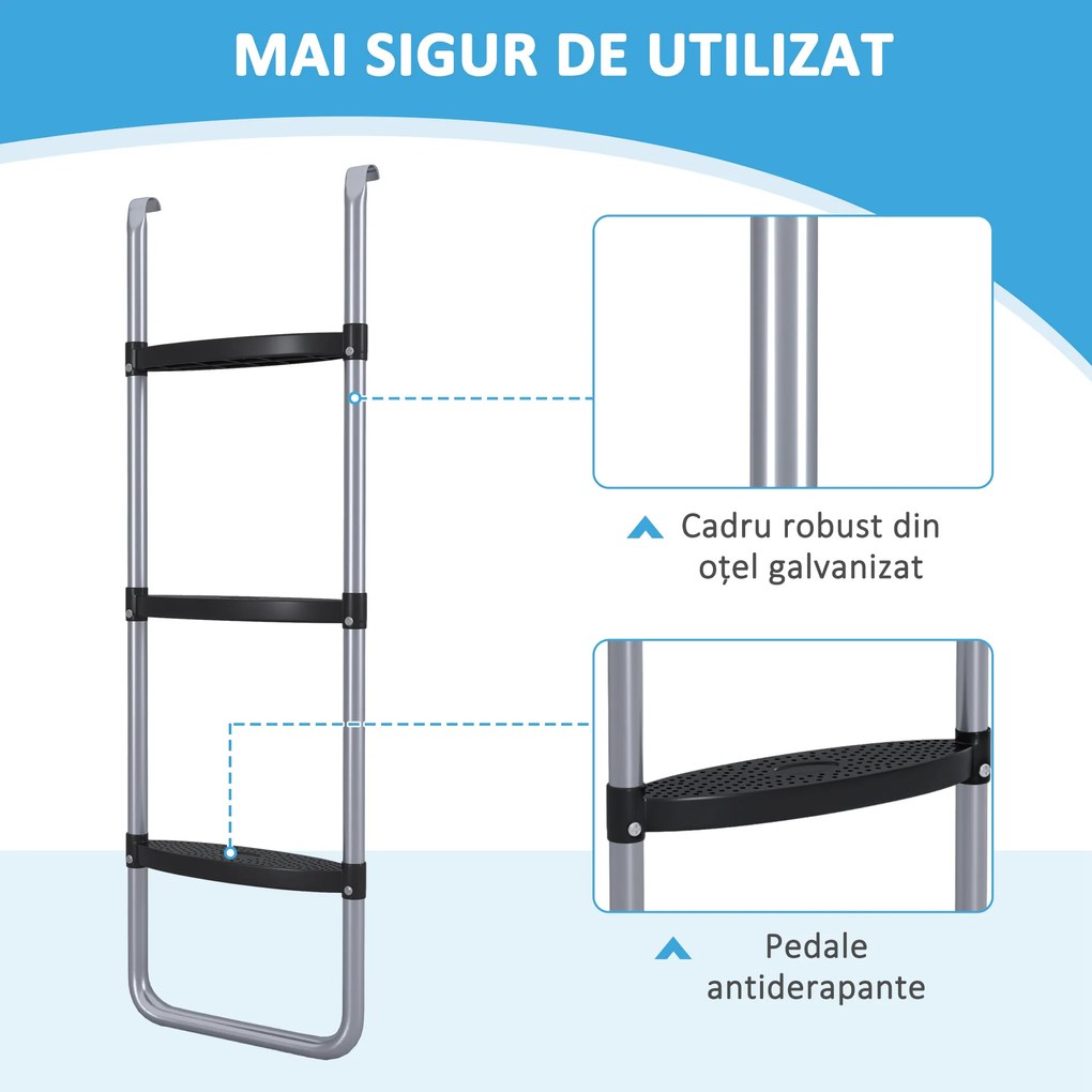 SPORTNOW Scară Acces Trambulină 3 Trepte sau 2 Trepte Late Capacitate 120kg 97x32cm | Aosom Romania