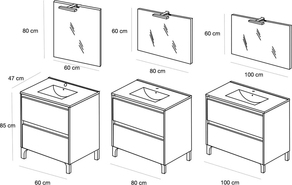 Set lemn masiv Mobilier Baie Lemon Configurabil - 100 cm
