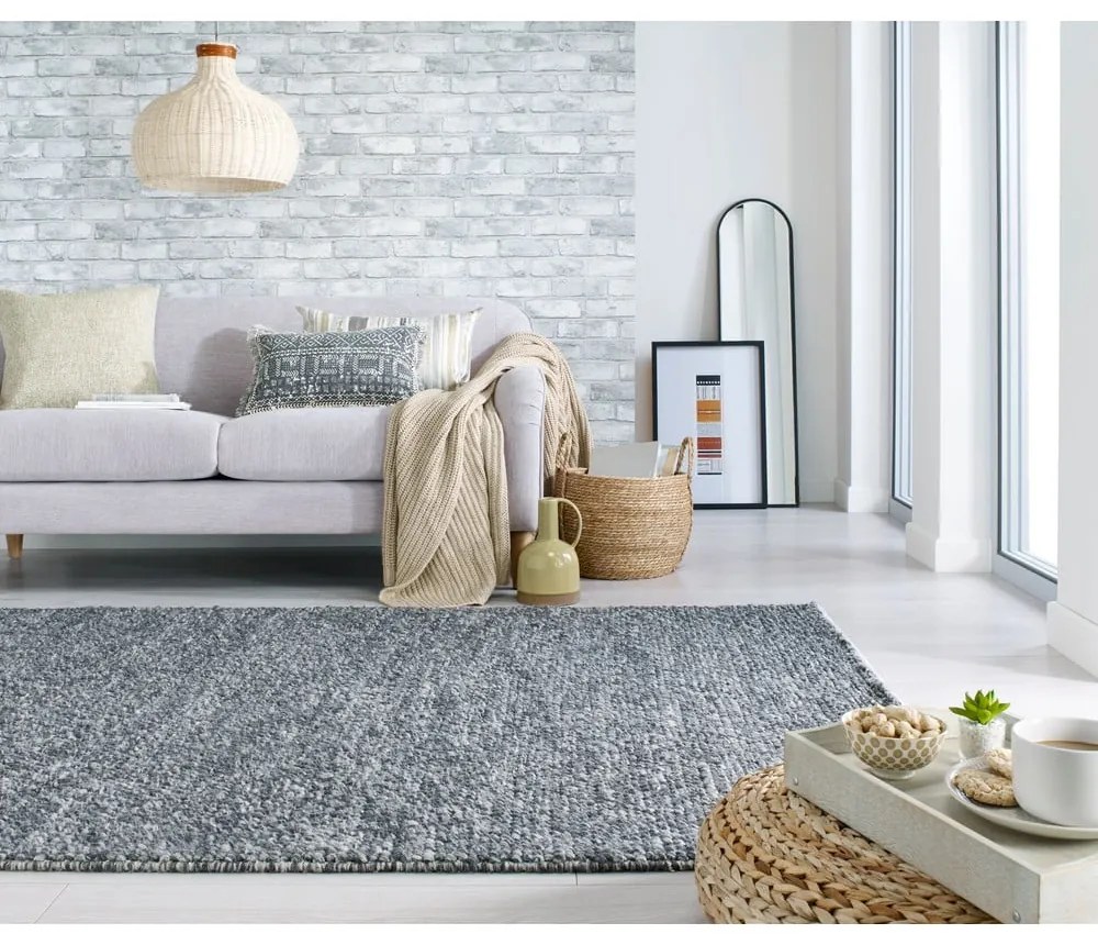 Covor gri închis țesut manual din amestesc de lână 200x290 cm Minerals – Flair Rugs